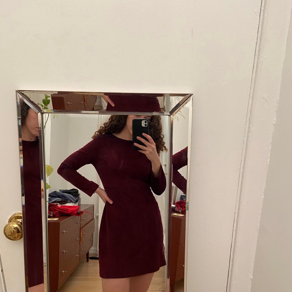 TopShop Velvet Dress - Burgundy Size S